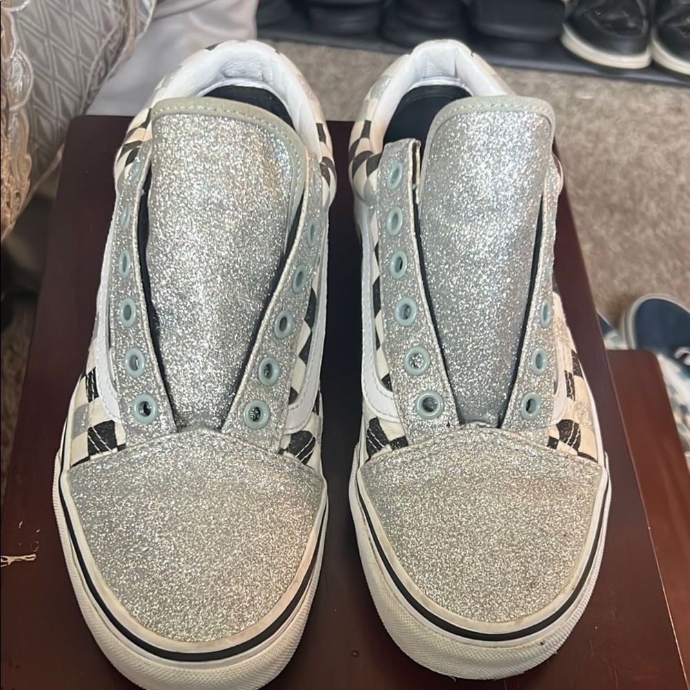 Vans Glitter Checkerboard Slip-On Shoes